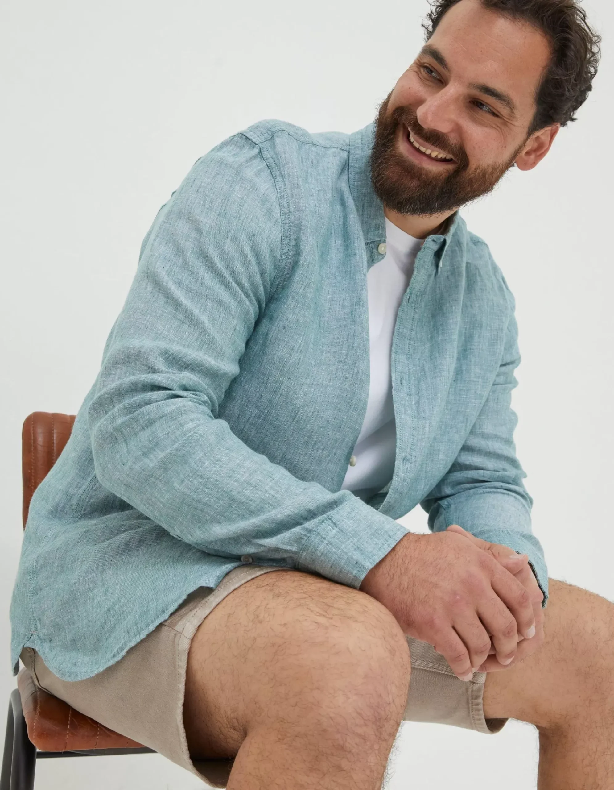 Men FatFace Shirts|Plain Linen Shirt