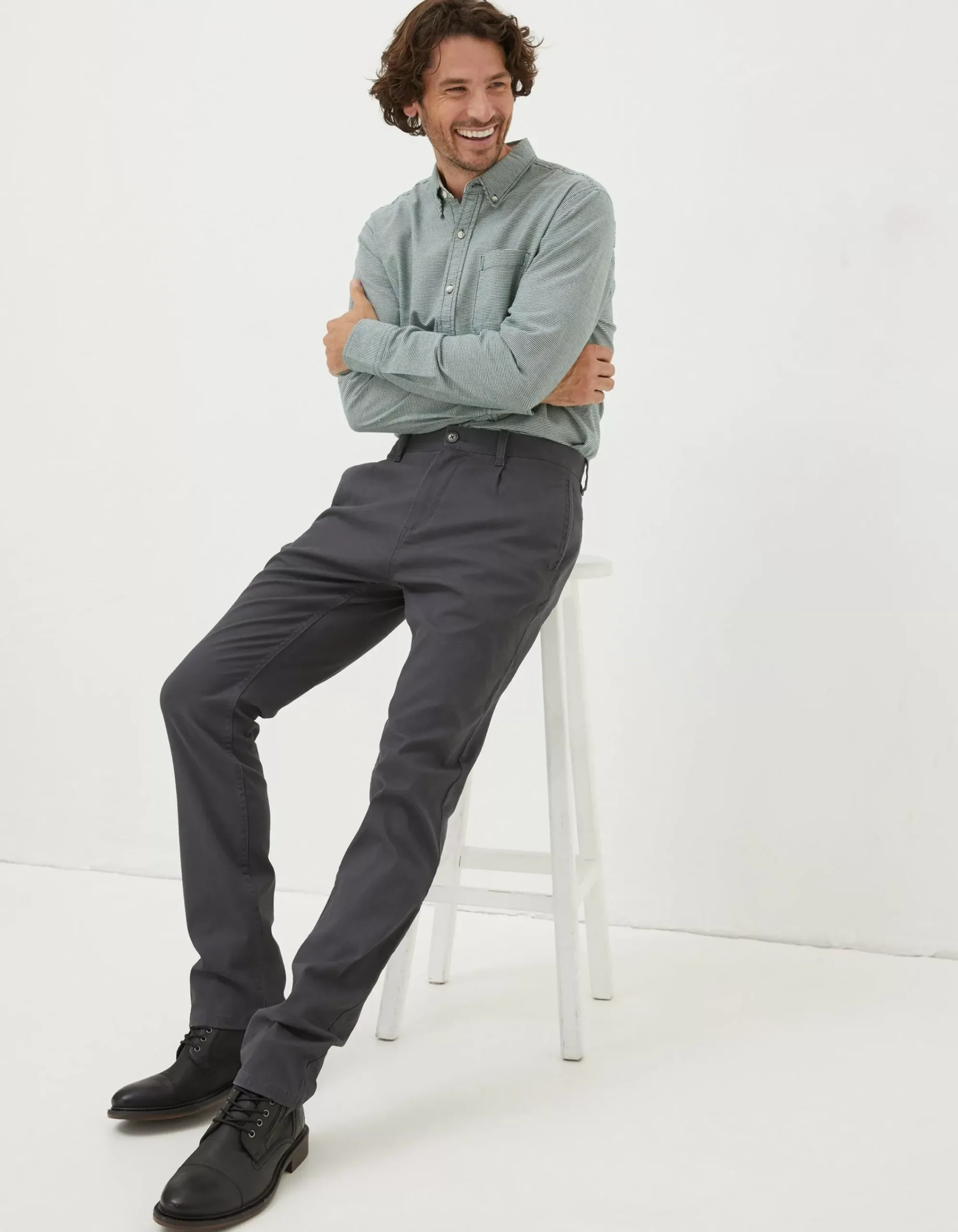 Men FatFace Trousers & Chinos|Pleated Chino Trousers