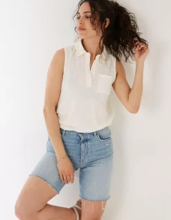 Women FatFace Tops & T-Shirts|Polly Sleeveless Polo Shirt