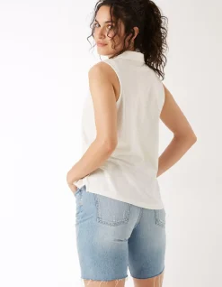Women FatFace Tops & T-Shirts|Polly Sleeveless Polo Shirt