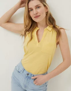 Women FatFace Tops & T-Shirts|Polly Sleeveless Polo Shirt