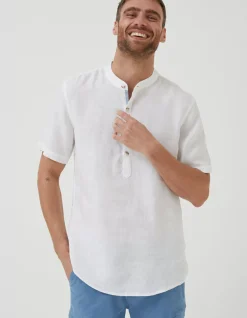 Men FatFace Shirts|Pop Over Linen Shirt