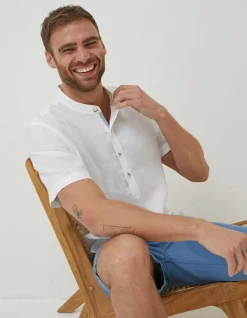 Men FatFace Shirts|Pop Over Linen Shirt