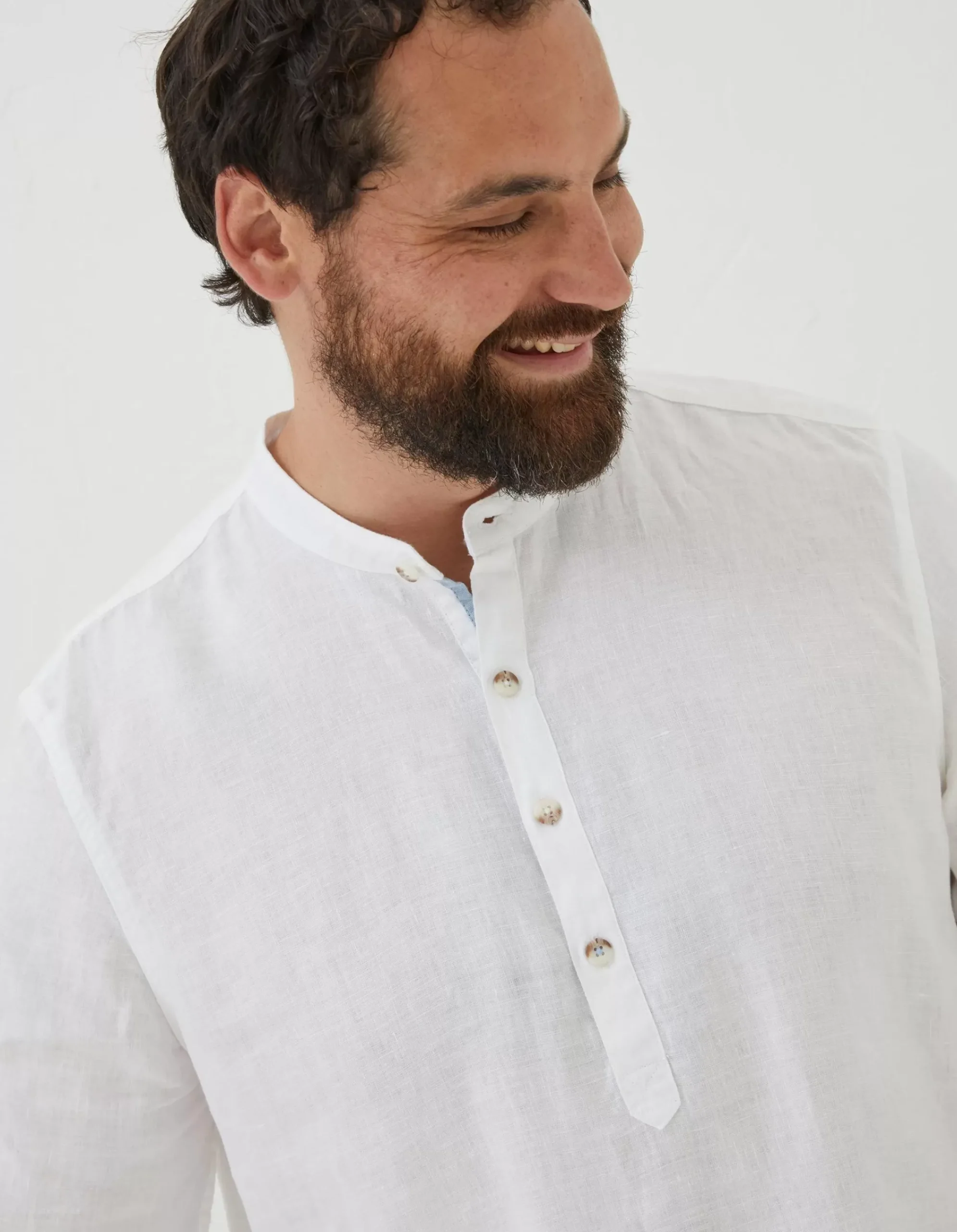 Men FatFace Shirts|Pop Over Linen Shirt