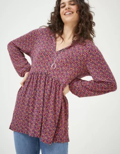 Women FatFace Tops & T-Shirts|Poppy Retro Ditsy Longline