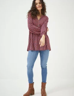 Women FatFace Tops & T-Shirts|Poppy Retro Ditsy Longline