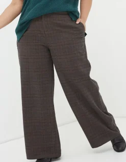 Women FatFace Trousers & Leggings|Presley Check Wide Leg Trousers