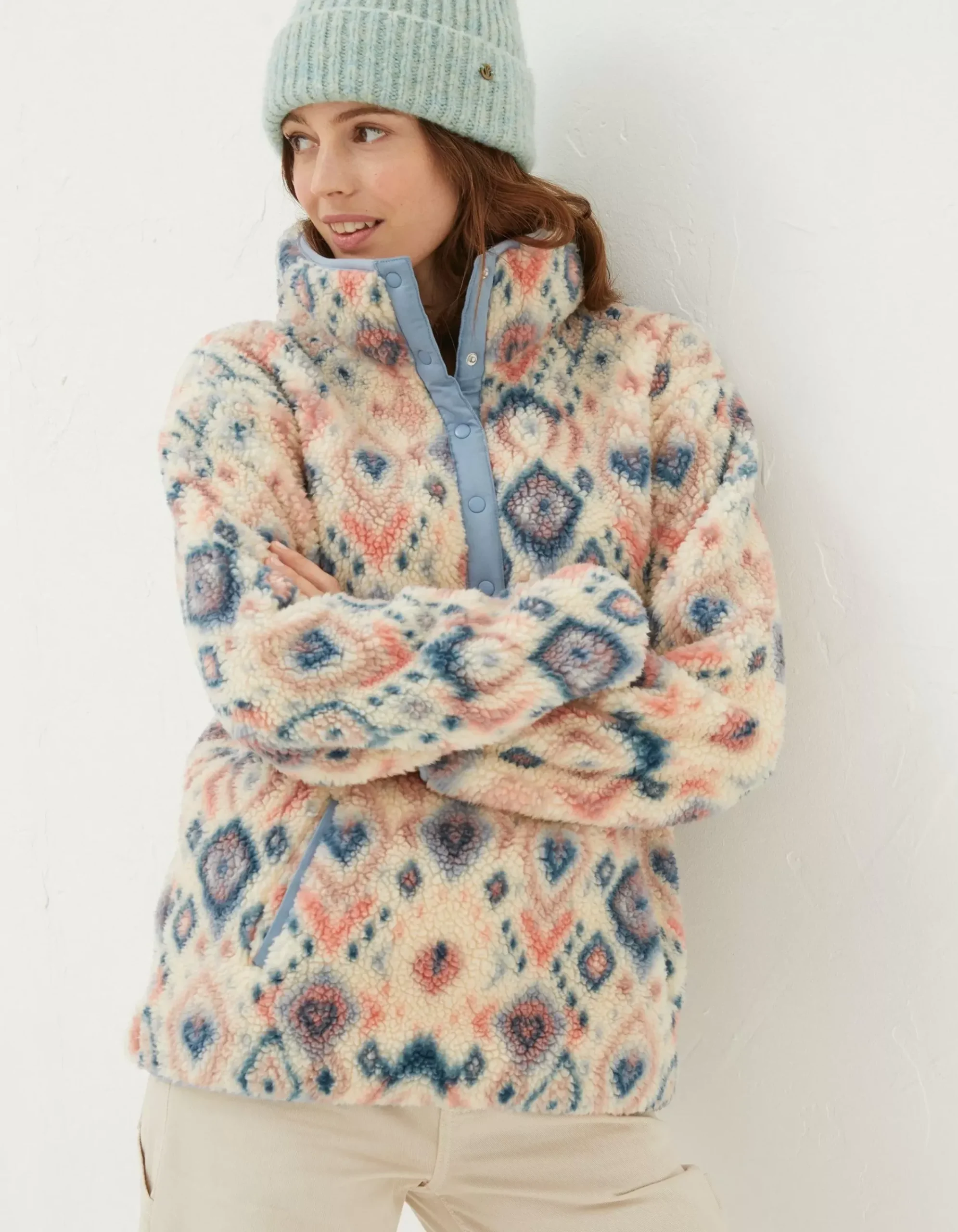 Women FatFace View All|Printed Half Neck Fleece