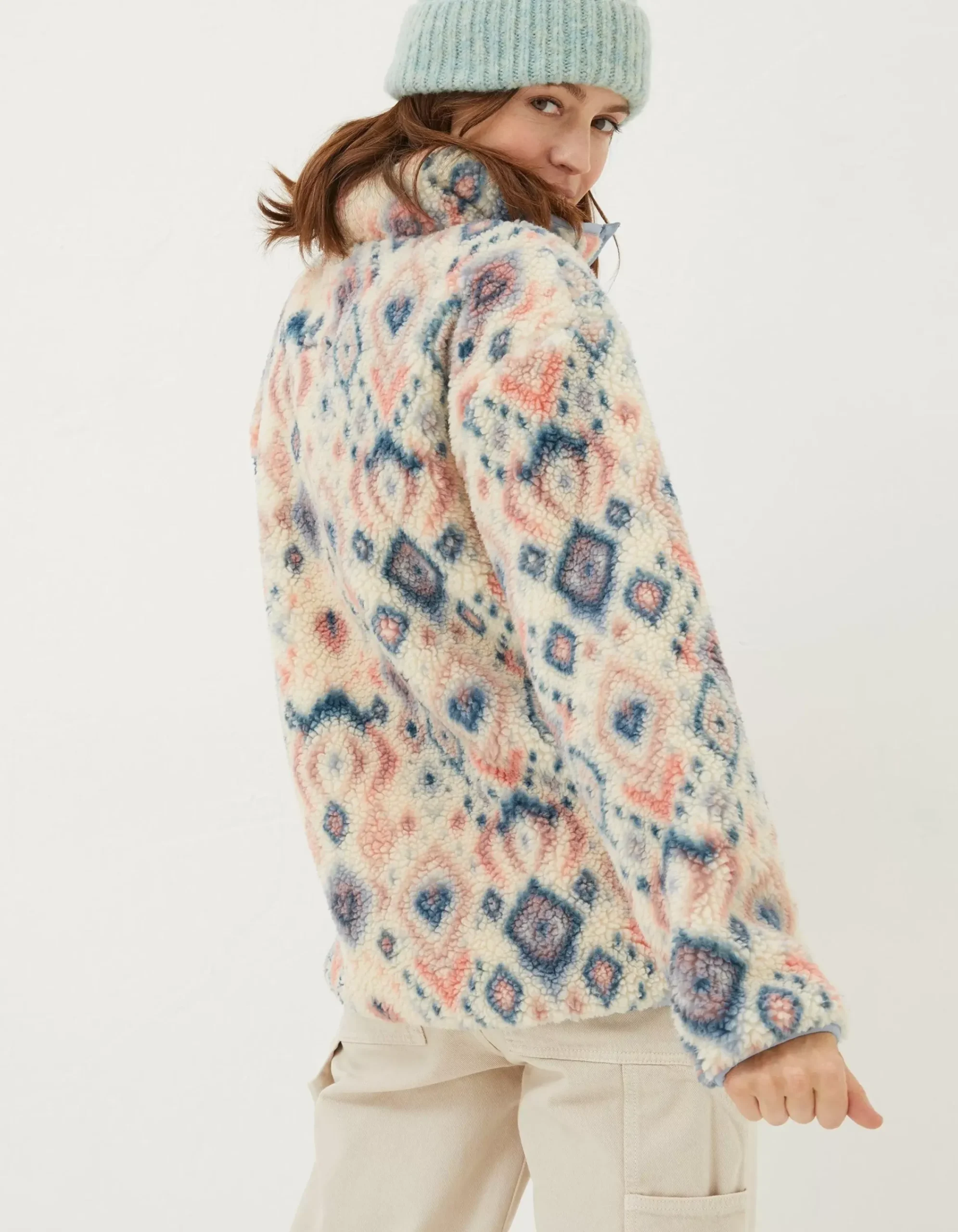 Women FatFace View All|Printed Half Neck Fleece