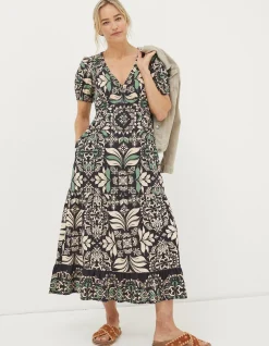 Women FatFace View All|Priya Mosaic Leaf Midi Dress