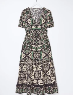 Women FatFace View All|Priya Mosaic Leaf Midi Dress