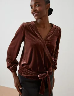 Women FatFace Tops & T-Shirts|Reese Velvet Wrap Top