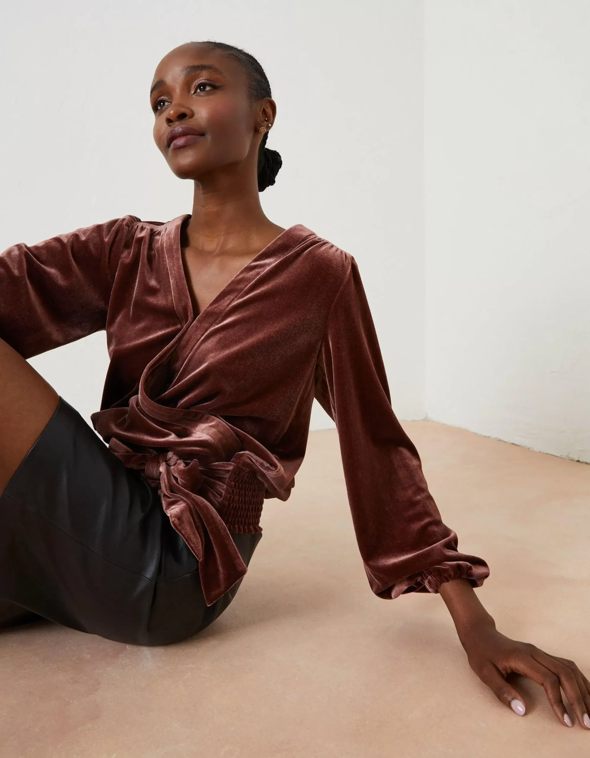 Women FatFace Tops & T-Shirts|Reese Velvet Wrap Top