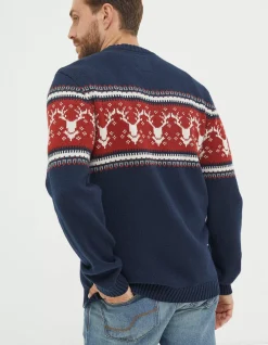 Men FatFace View All|Reindeer Crew Neck Jumper