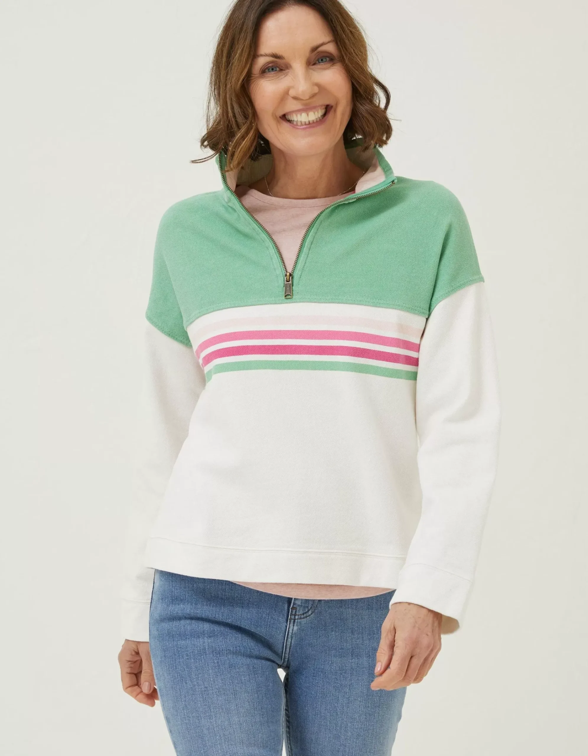 Women FatFace Sweatshirts & Hoodies|Relaxed Airlie Colour Block Sweat