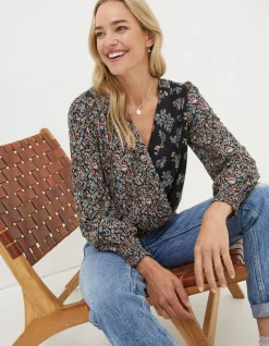 Women FatFace Tops & T-Shirts|Remi Craft Floral Wrap Top