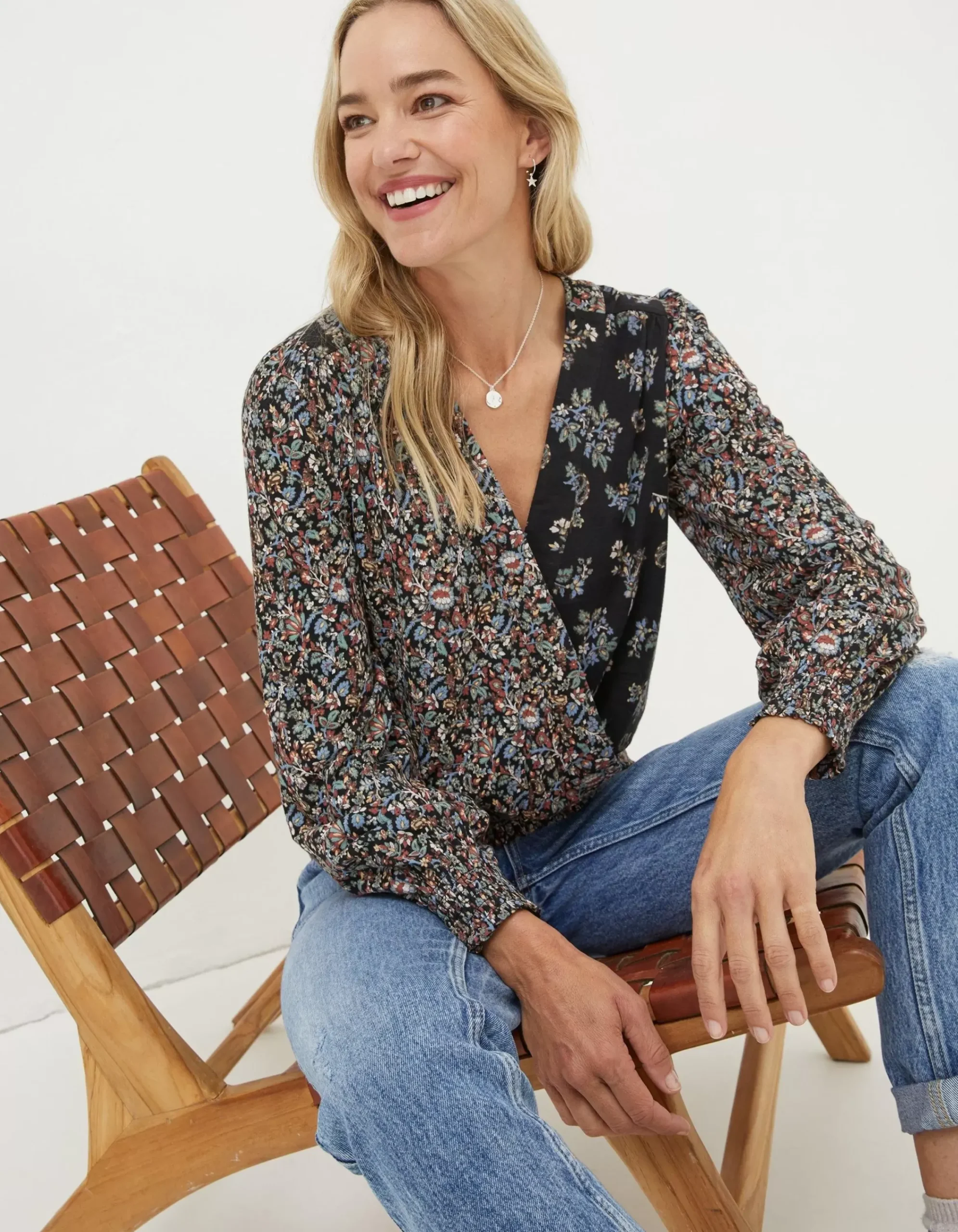 Women FatFace Tops & T-Shirts|Remi Craft Floral Wrap Top