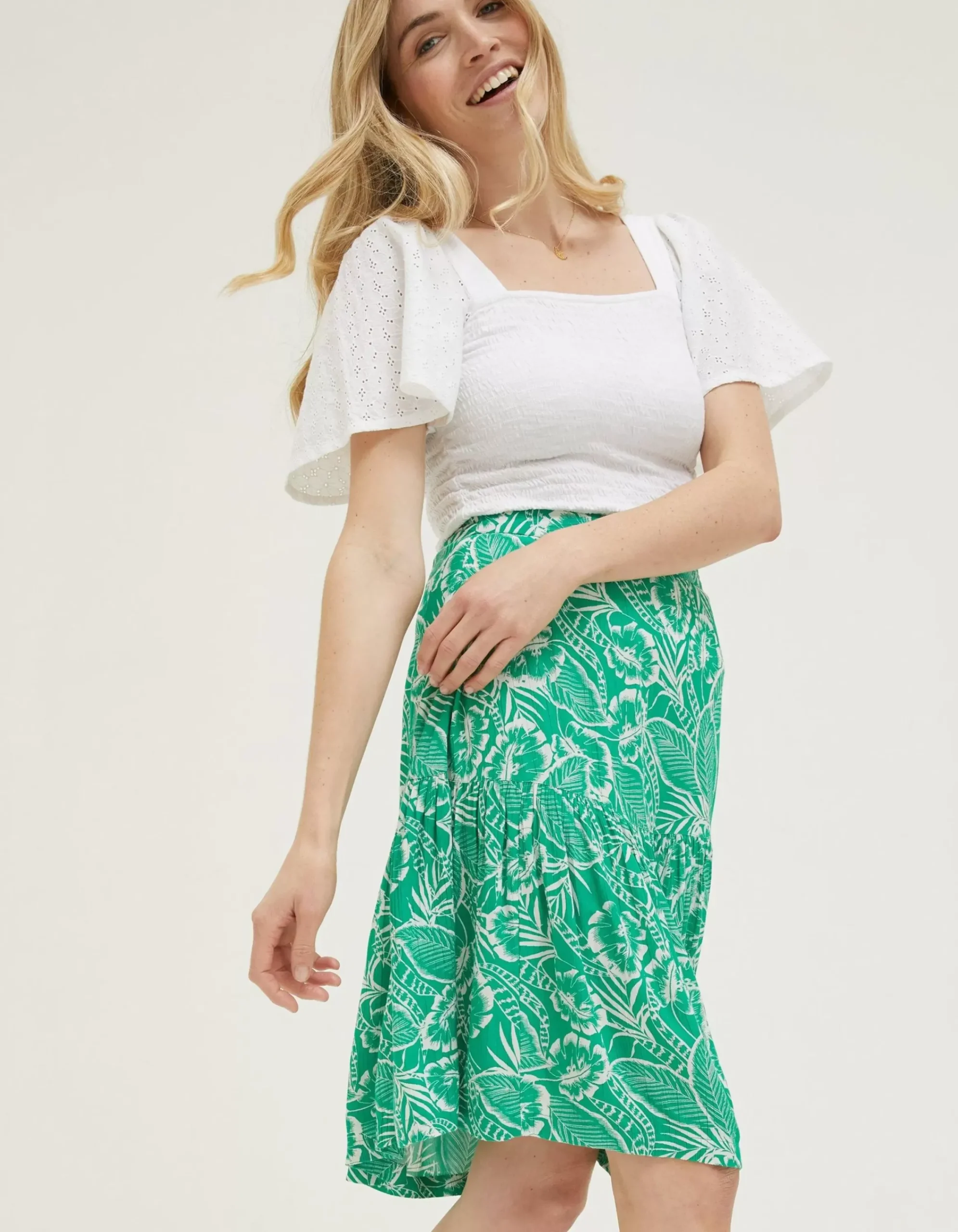 Women FatFace Skirts|Remy Tropical Leaf Skirt