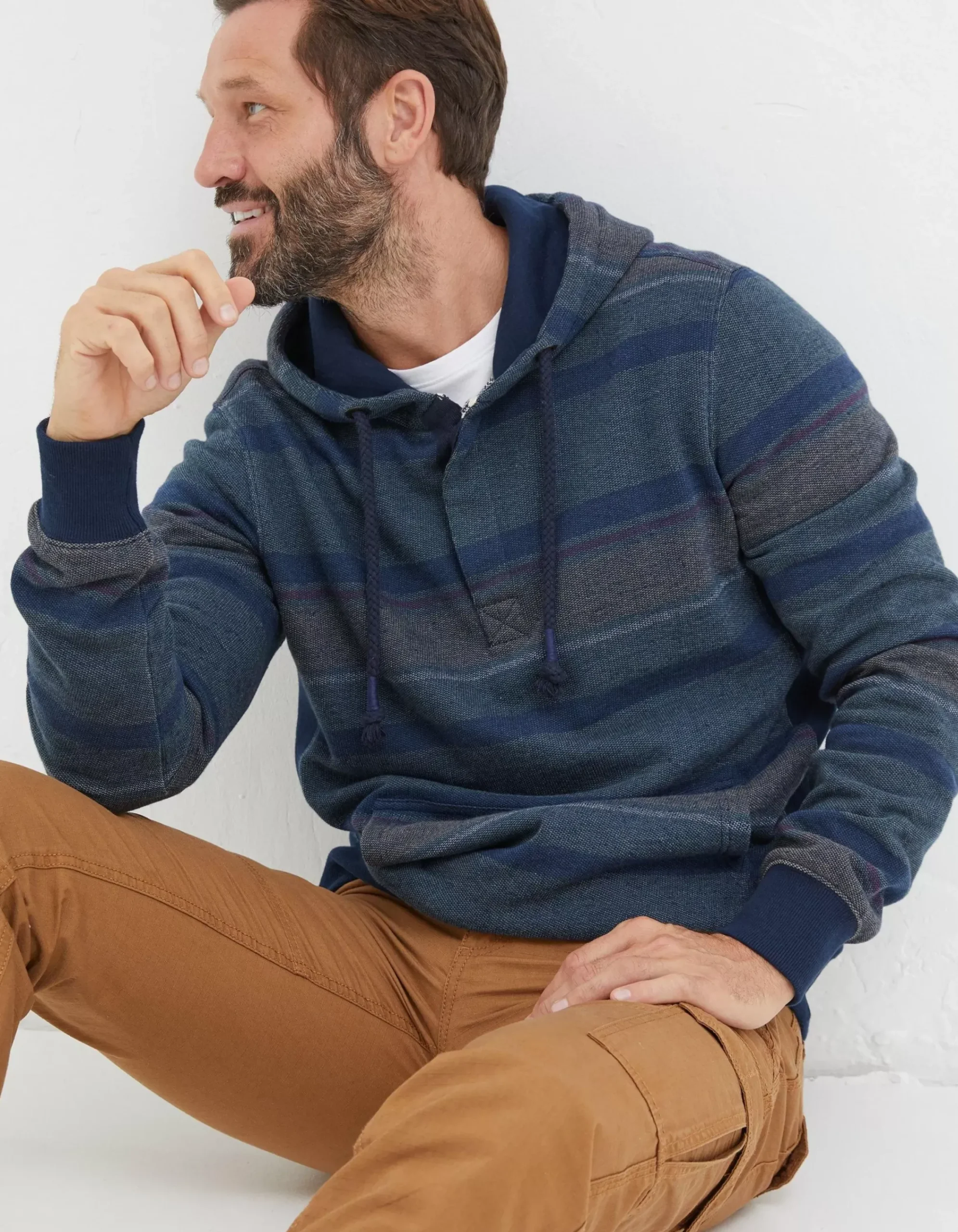 Men FatFace View All|Reverse Stripe Hoodie