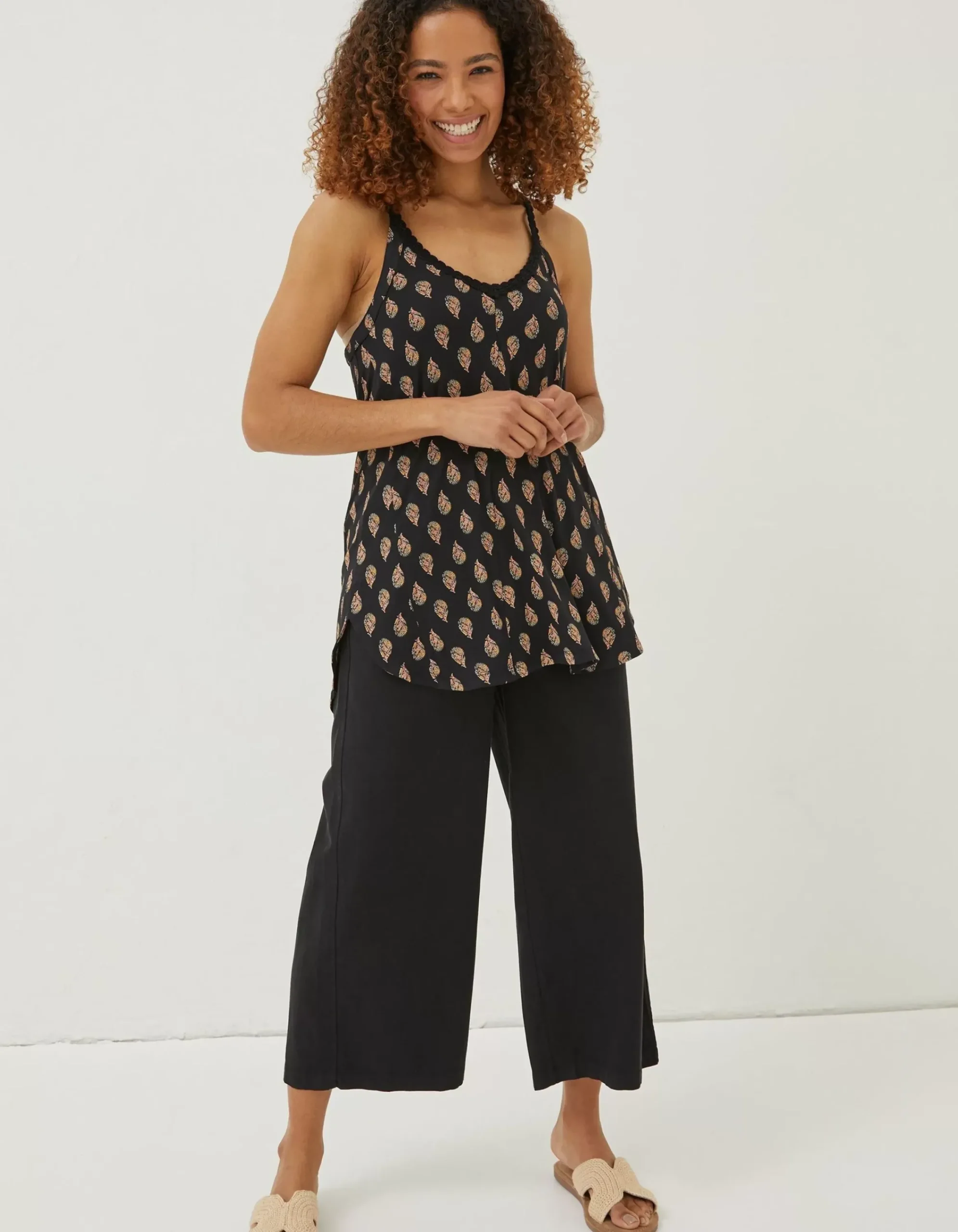 Women FatFace Tops & T-Shirts|Rosie Woodblock Longline Top