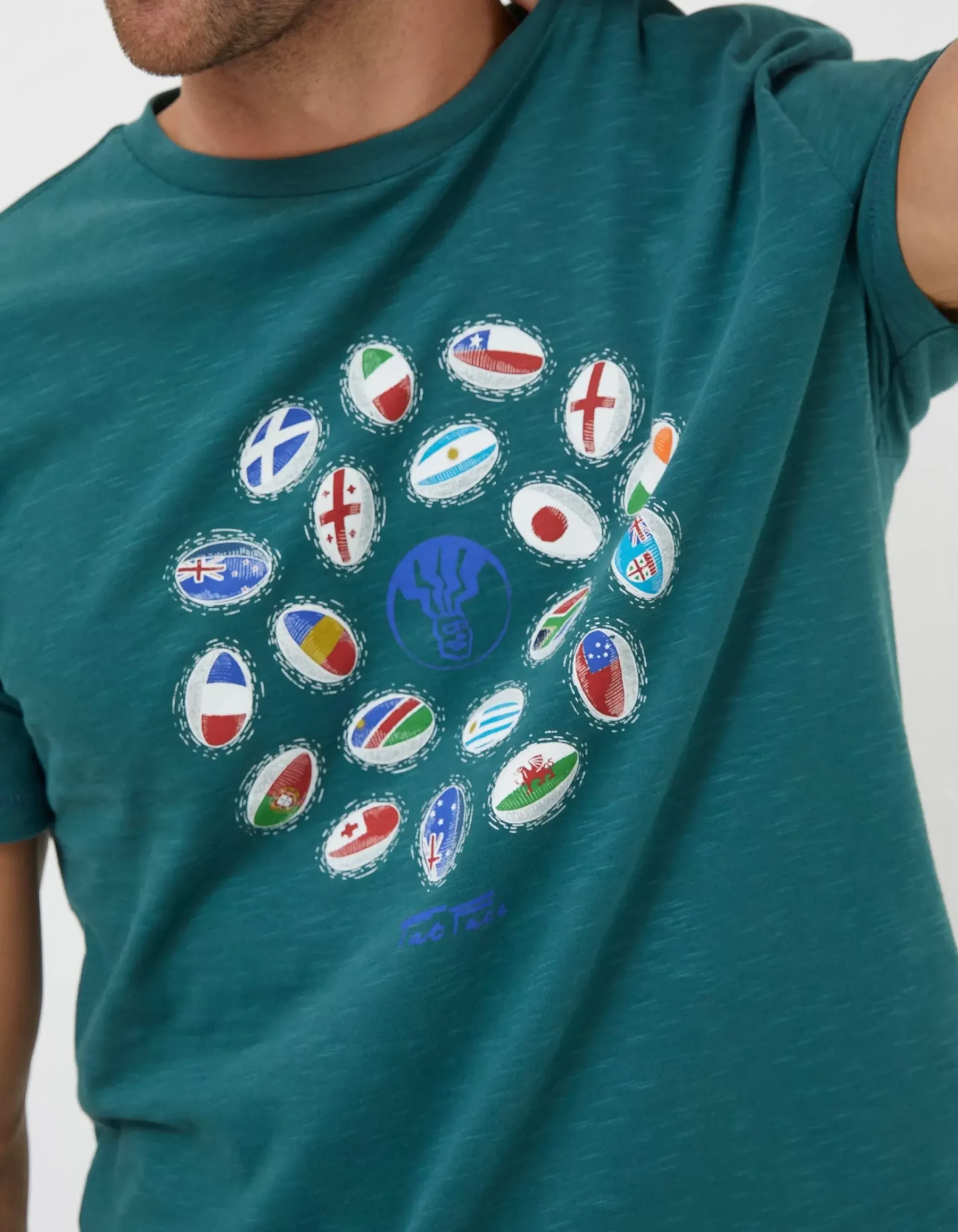 Men FatFace T-Shirts|Rugby Ball Flags T-Shirt
