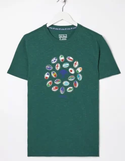 Men FatFace T-Shirts|Rugby Ball Flags T-Shirt