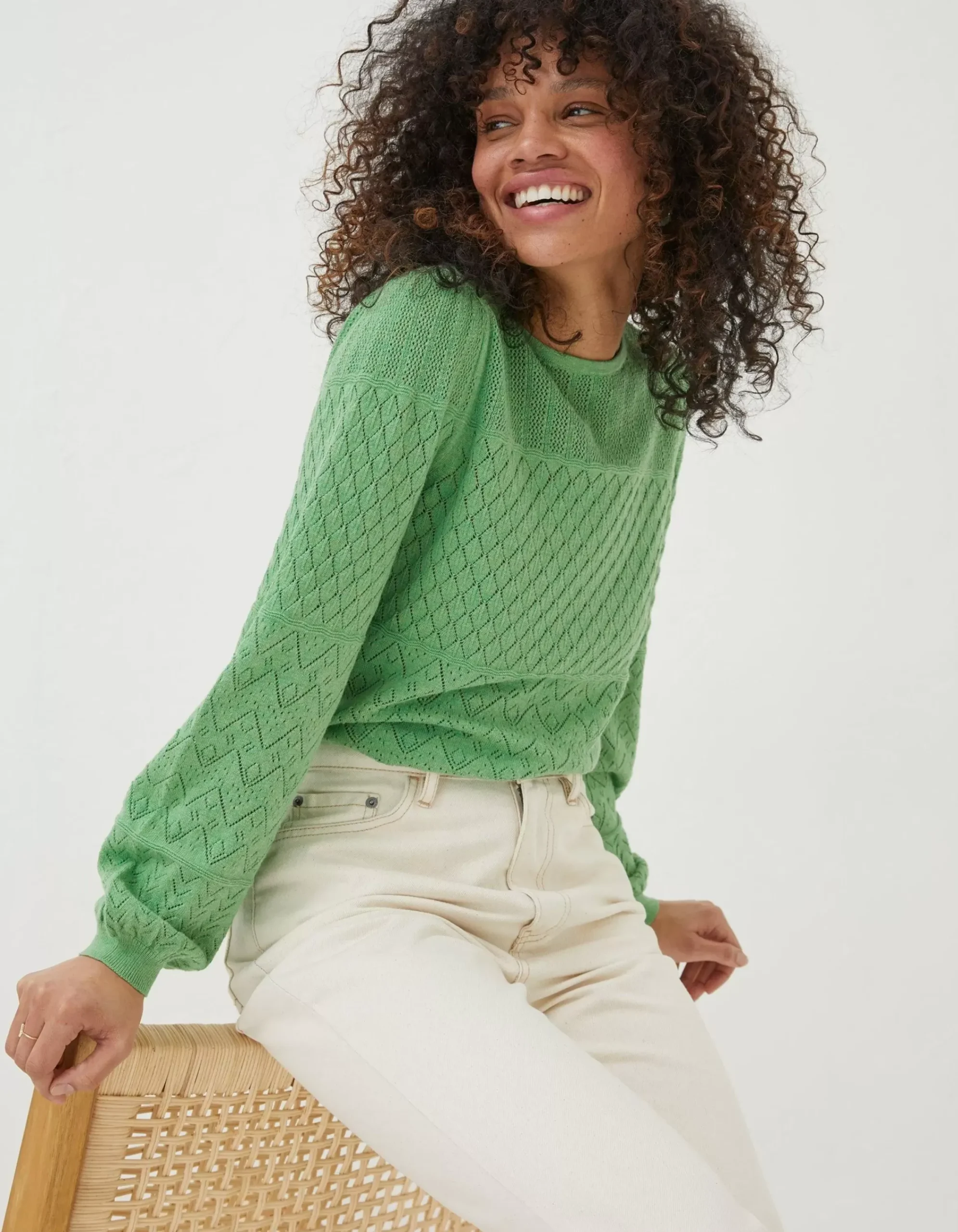 Women FatFace Knitwear|Sadie Pointelle Jumper