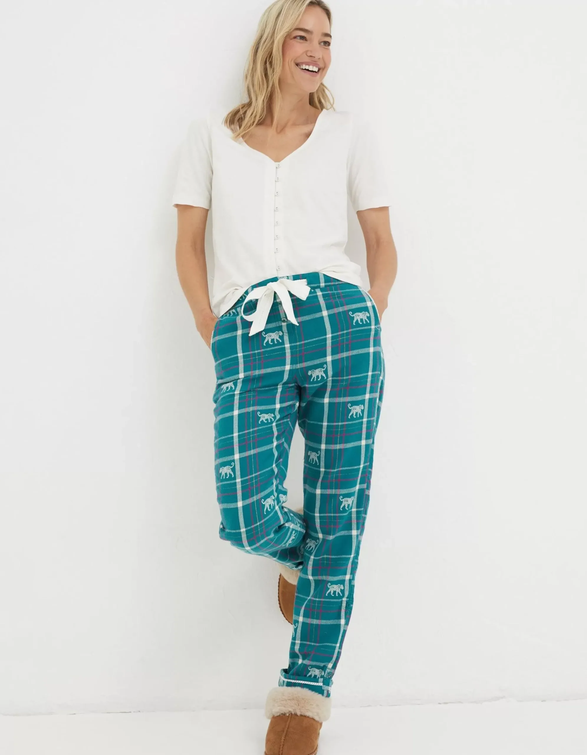 Women FatFace Nightwear & Loungewear|Sadie Snow Leopard Eva Pyjama Bottoms