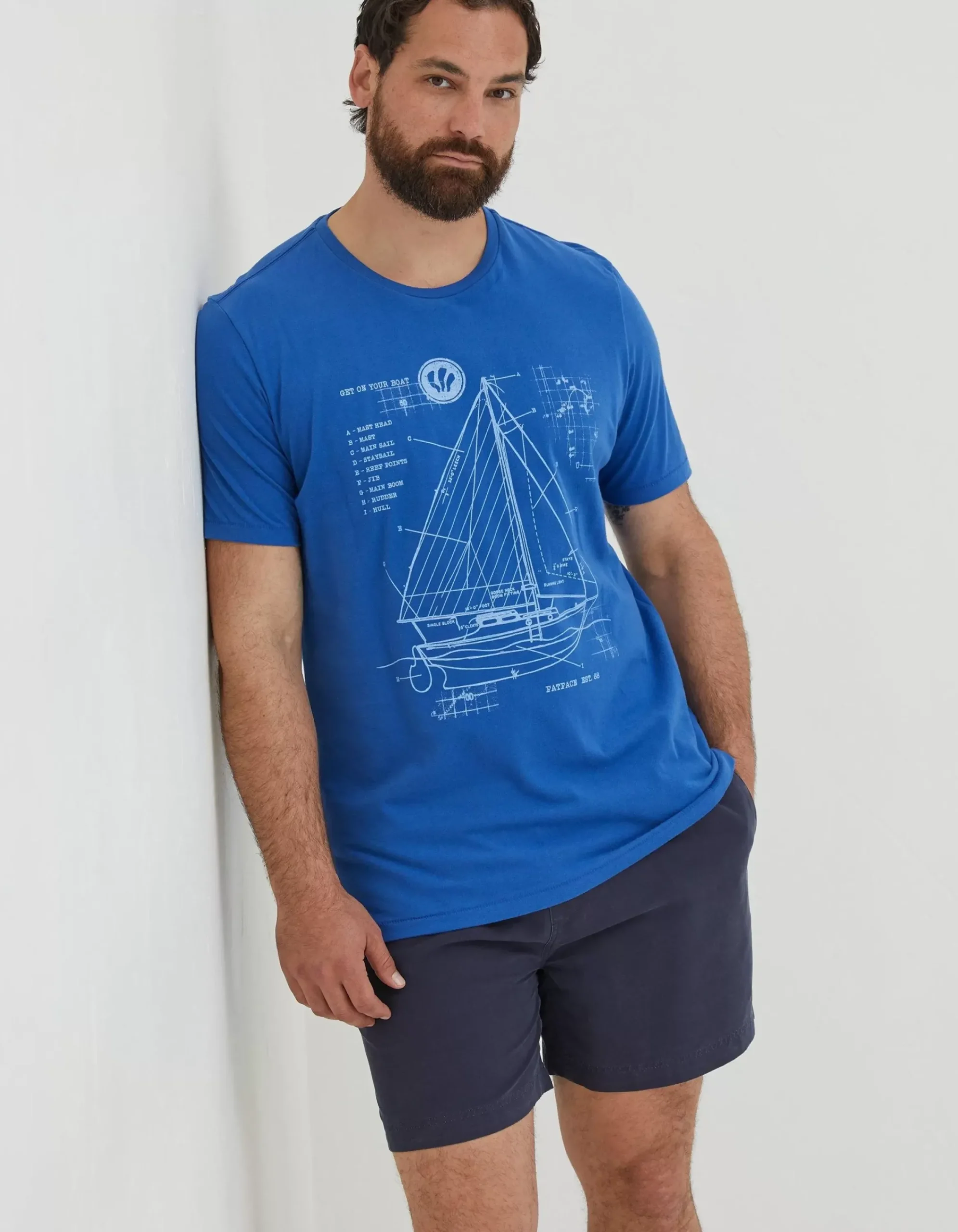Men FatFace T-Shirts|Sail Boat Sketch T-Shirt