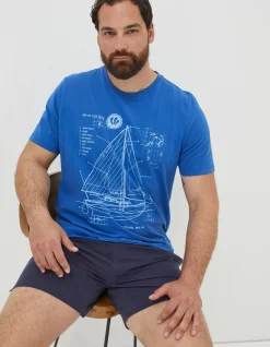 Men FatFace T-Shirts|Sail Boat Sketch T-Shirt