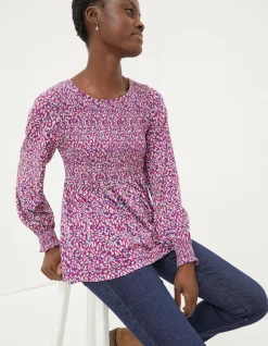 Women FatFace Tops & T-Shirts|Sara Animal Texture Top