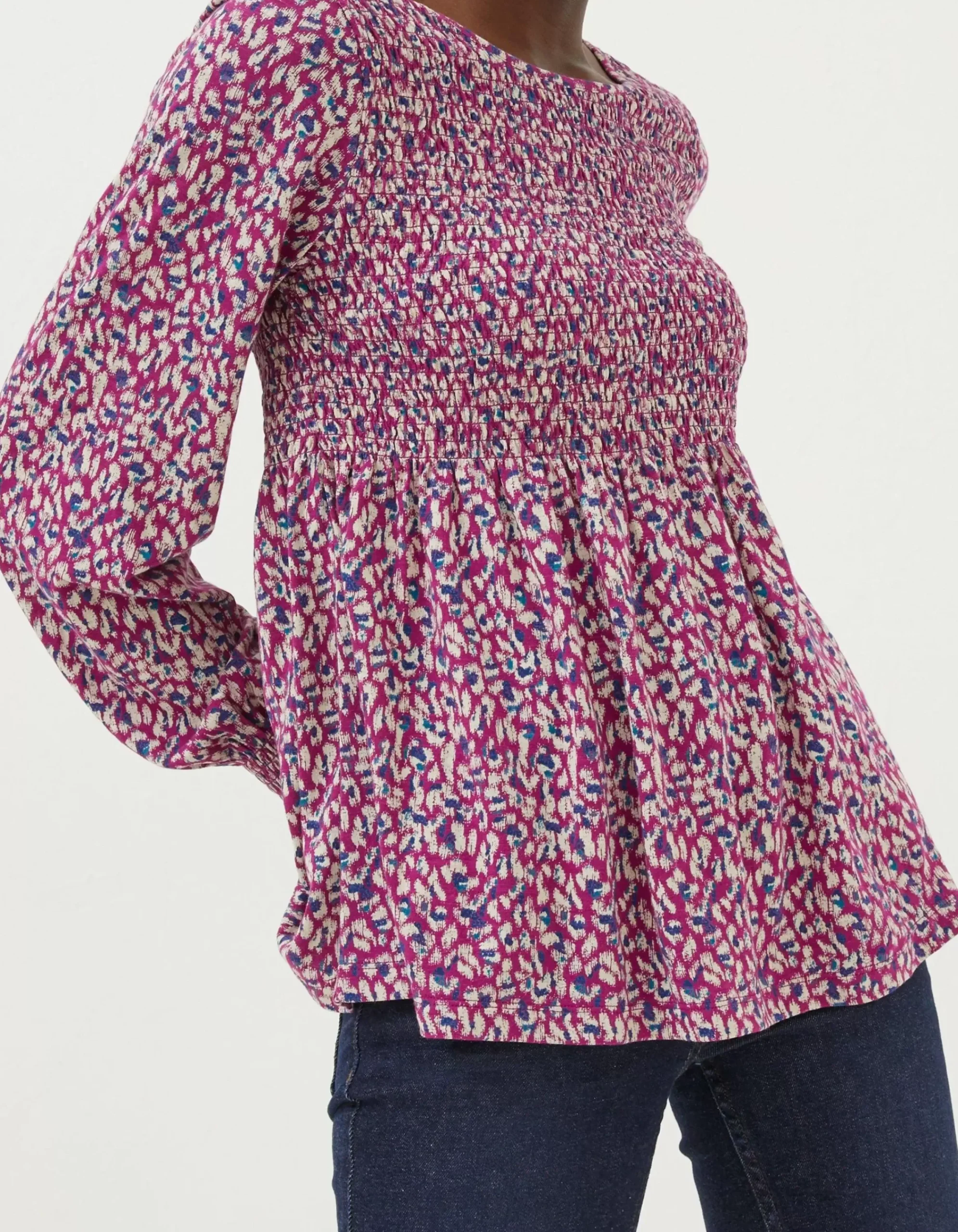Women FatFace Tops & T-Shirts|Sara Animal Texture Top
