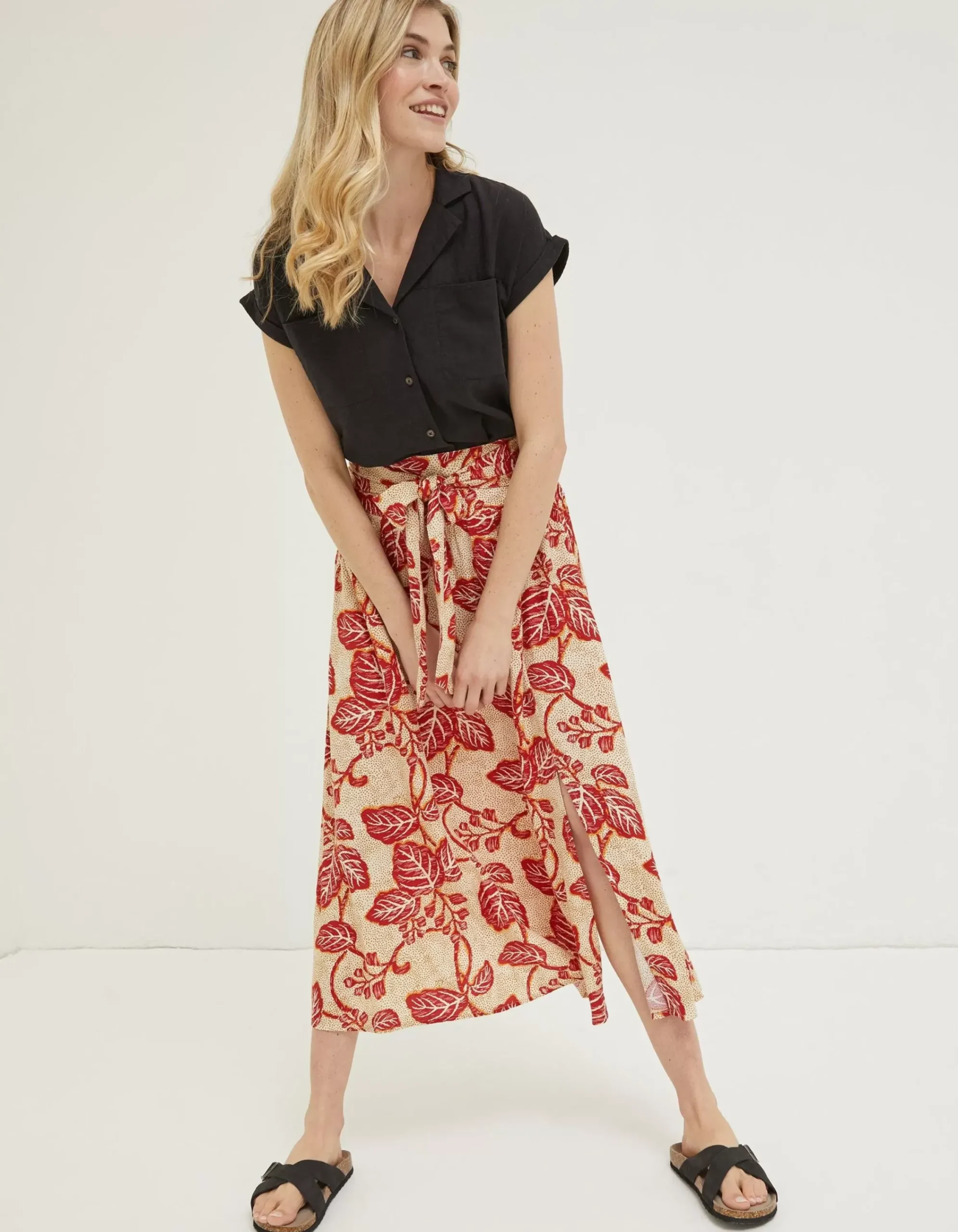 Women FatFace Skirts|Sasha Vine Floral Midi Skirt
