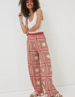Women FatFace Trousers & Leggings|Scarf Print Palazzo Trousers
