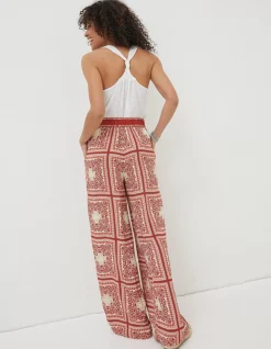 Women FatFace Trousers & Leggings|Scarf Print Palazzo Trousers