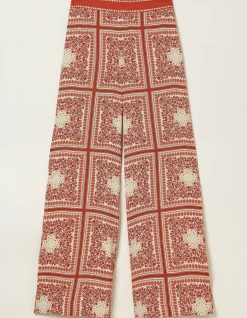 Women FatFace Trousers & Leggings|Scarf Print Palazzo Trousers