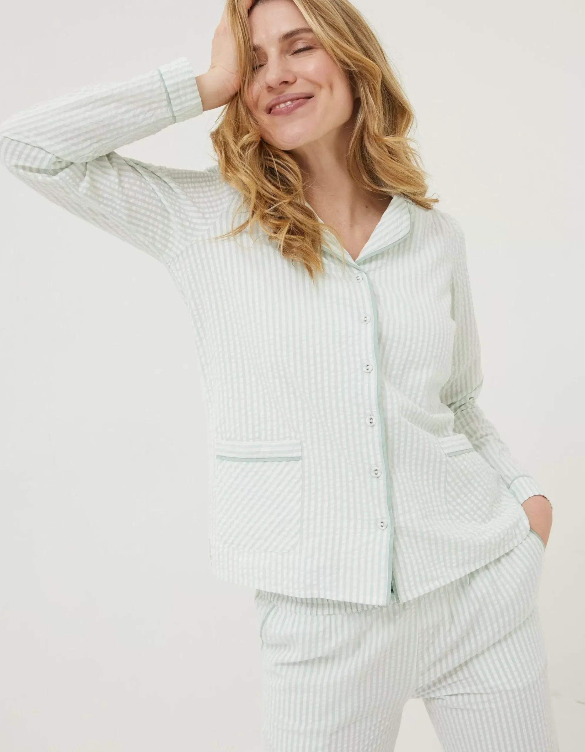 Women FatFace Nightwear & Loungewear|Seersucker Stripe Pj Shirt