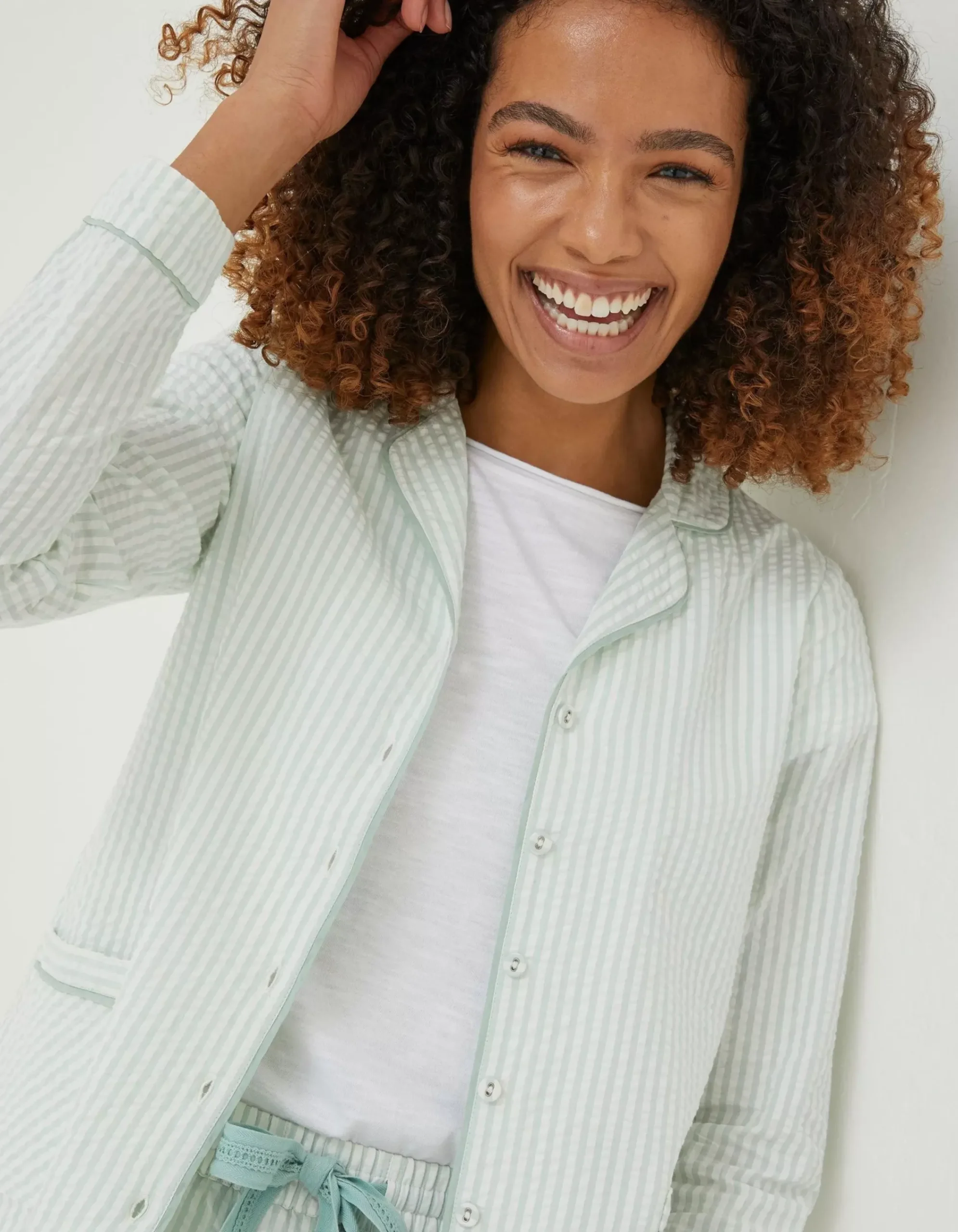 Women FatFace Nightwear & Loungewear|Seersucker Stripe Pj Shirt