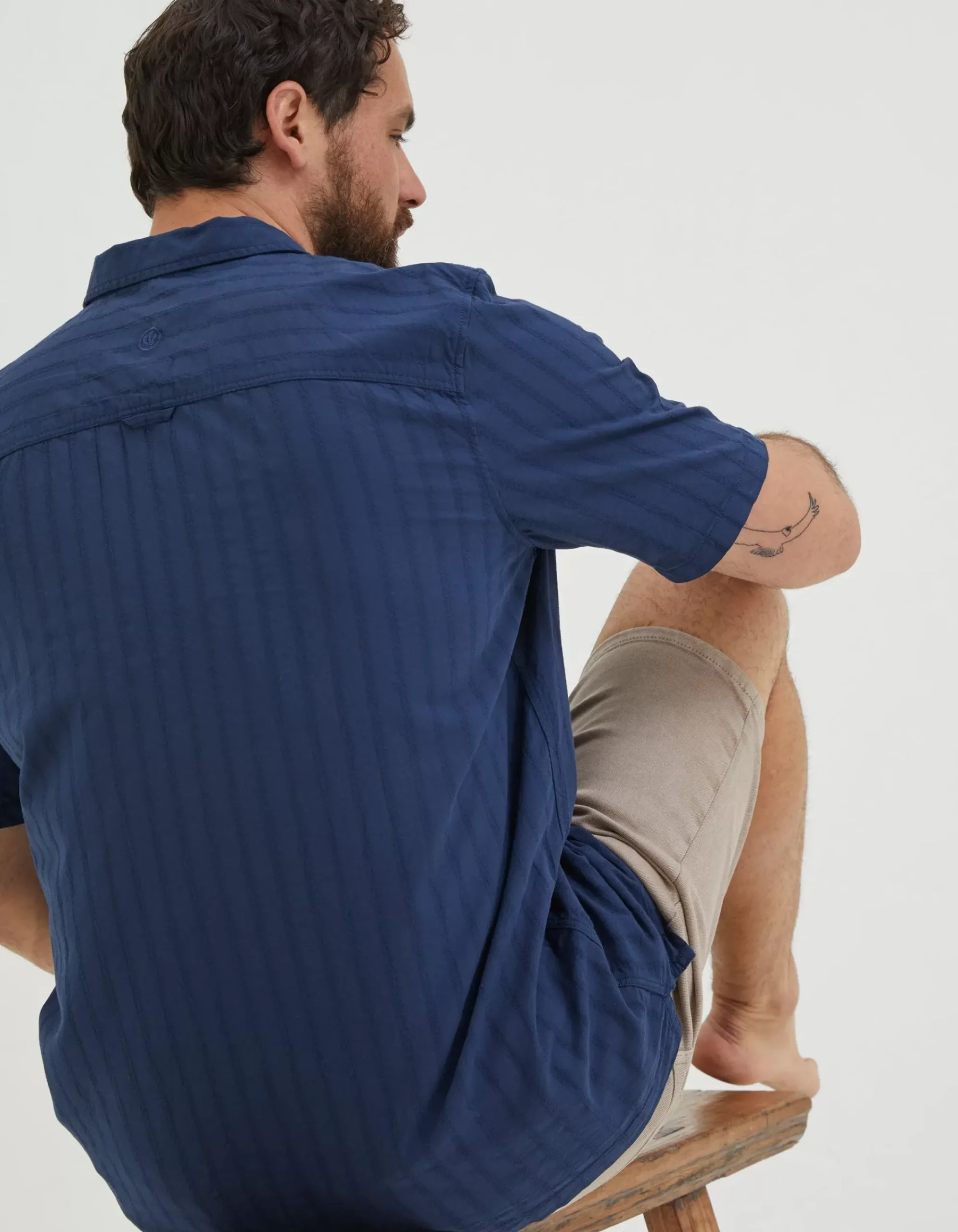 Men FatFace Shirts|Self Stripe Revere Shirt