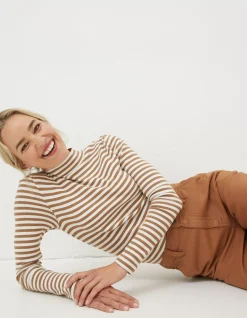 Women FatFace Tops & T-Shirts|Selina Stripe Roll Neck Top