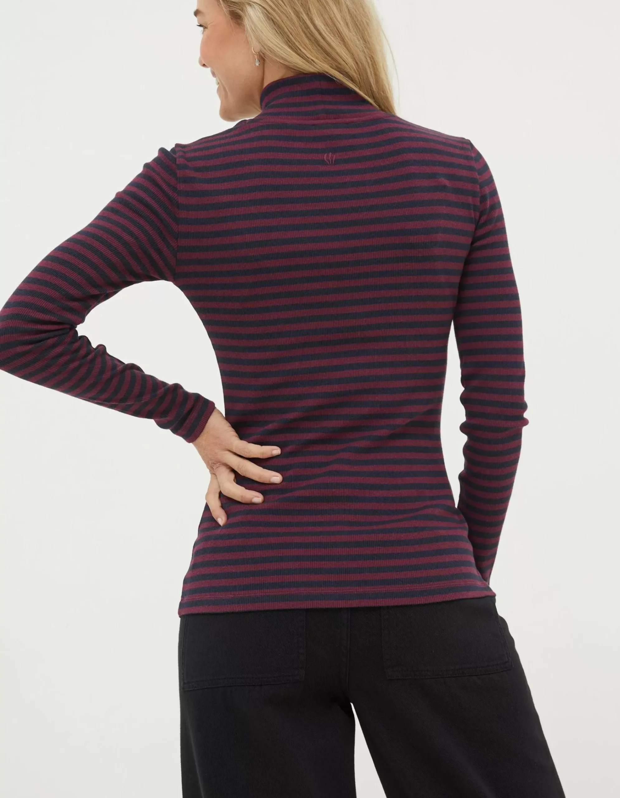 Women FatFace Tops & T-Shirts|Selina Stripe Roll Neck Top