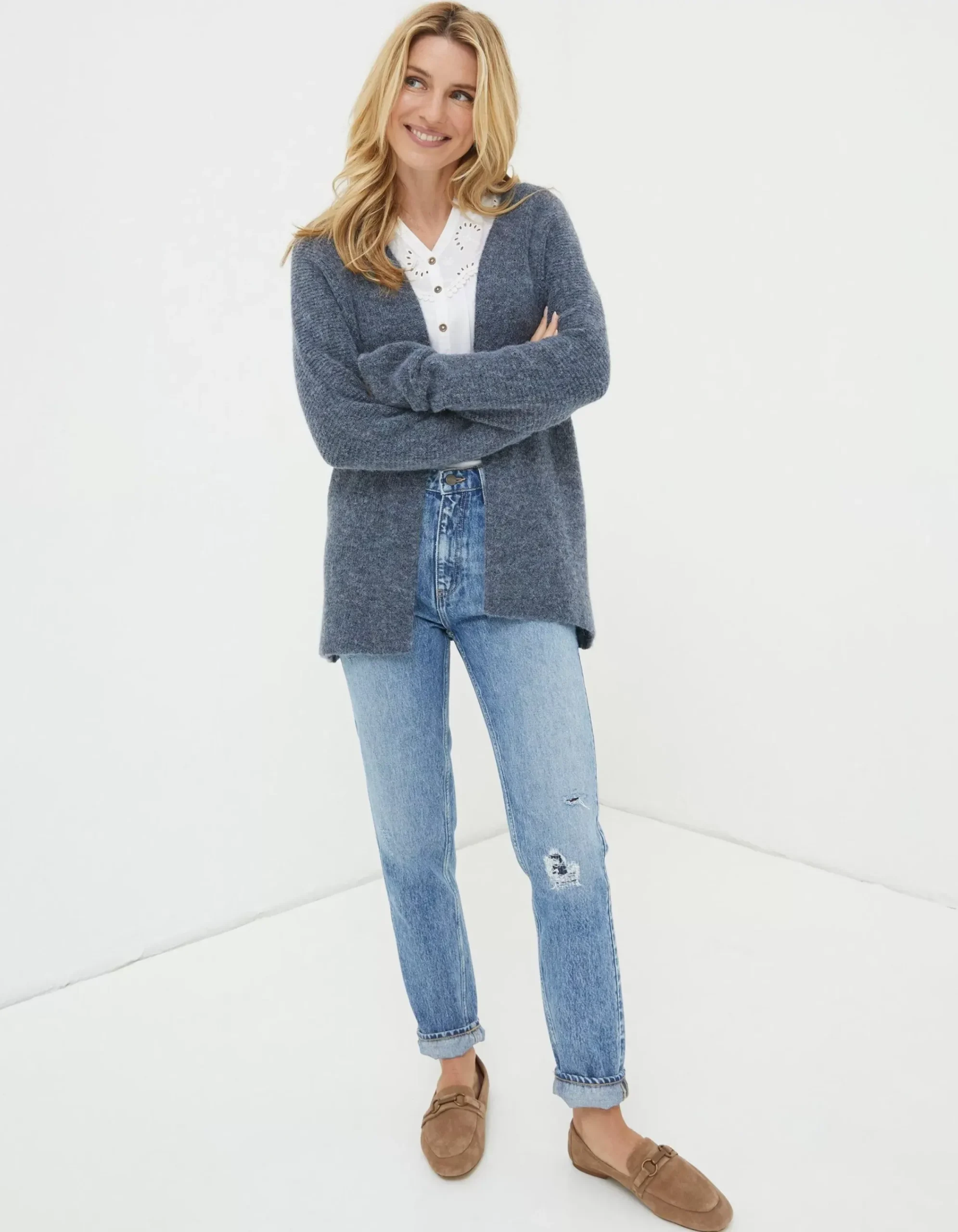 Women FatFace Knitwear|Sennen Cocoon Cardigan