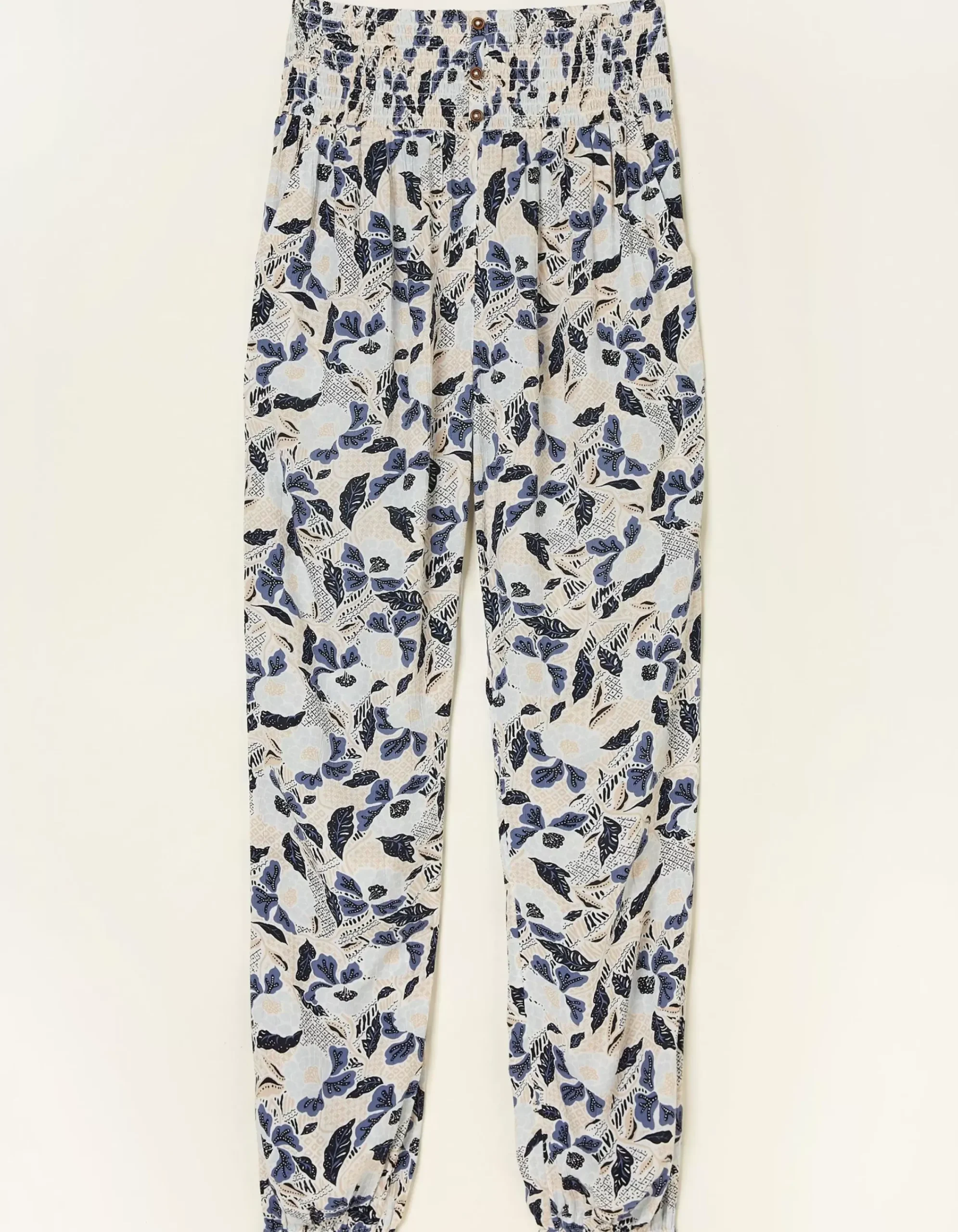 Women FatFace Trousers & Leggings|Shirred Batik Flowers Trousers