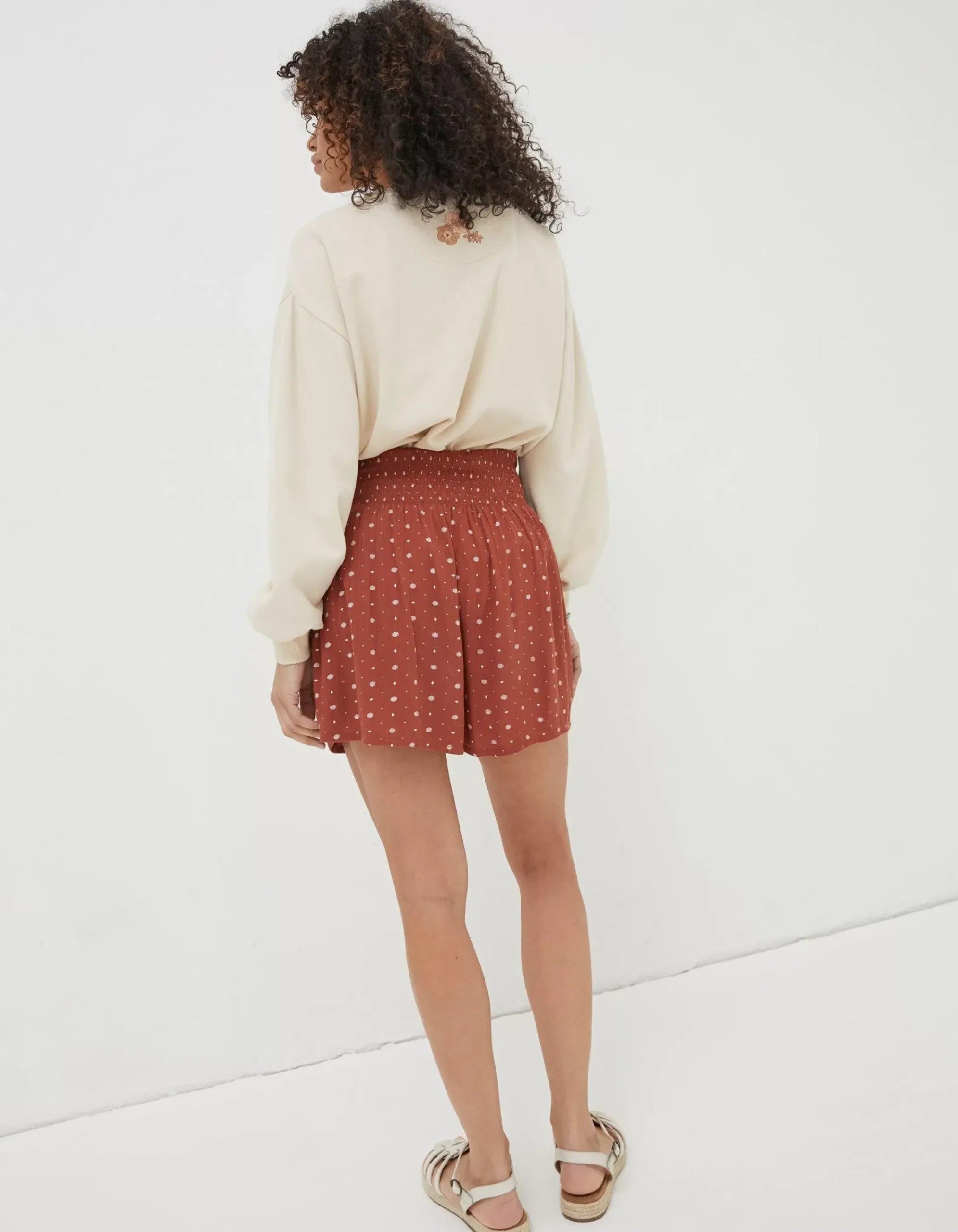 Women FatFace Shorts|Shirred Clip Geo Shorts