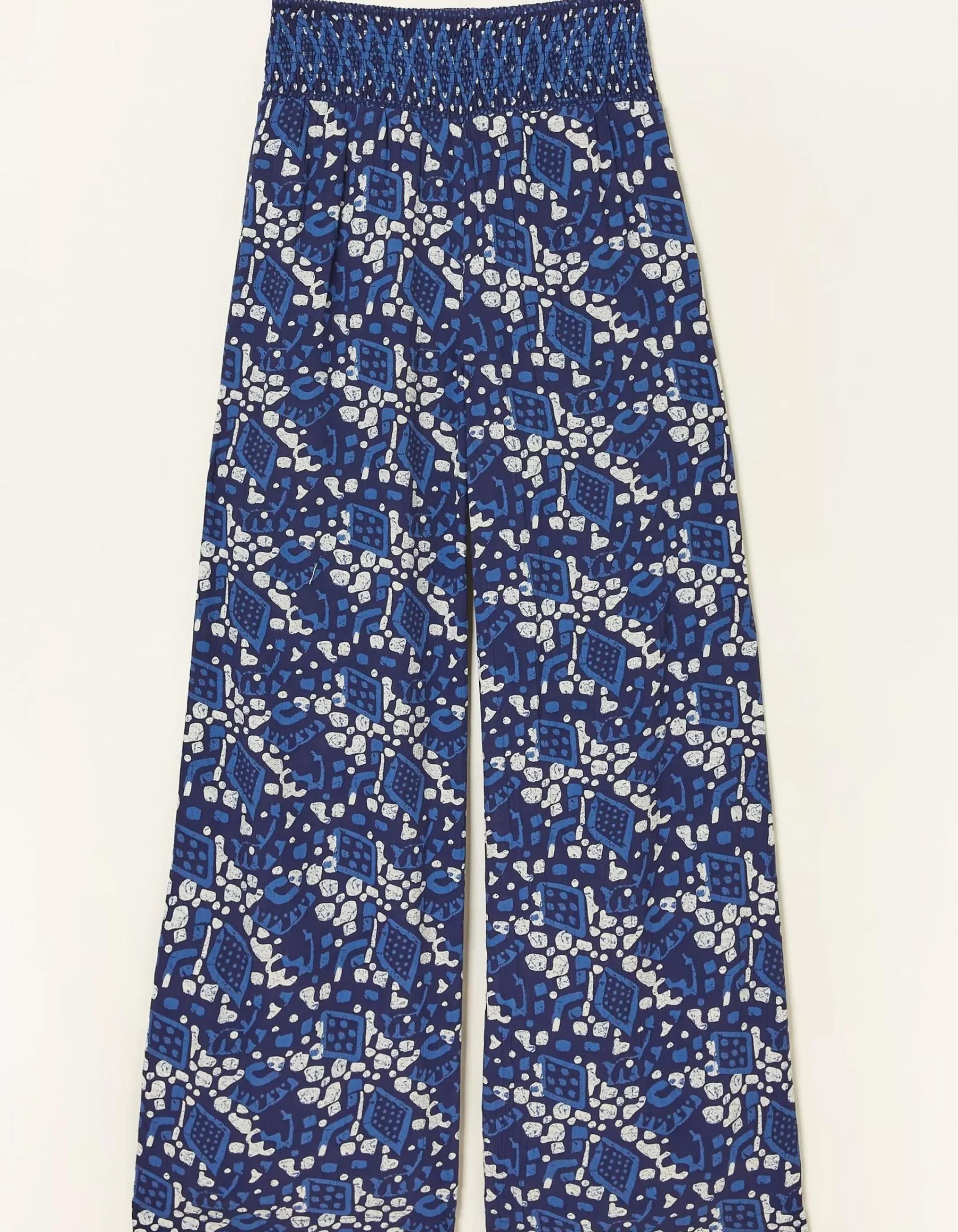 Women FatFace Trousers & Leggings|Shirred Geo Batik Palazzo