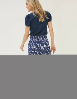 Women FatFace Shorts|Shirred Geo Batik Shorts
