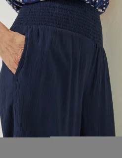 Women FatFace Trousers & Leggings|Shirred Plain Palazzo Trousers