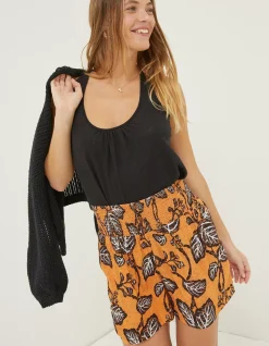 Women FatFace Shorts|Shirred Vine Floral Shorts