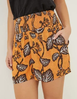 Women FatFace Shorts|Shirred Vine Floral Shorts