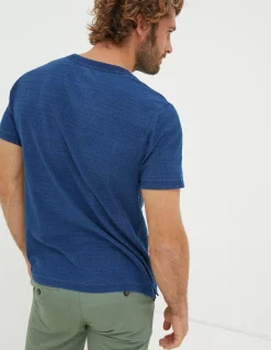 Men FatFace View All|Short Sleeve Indigo Texture Henley
